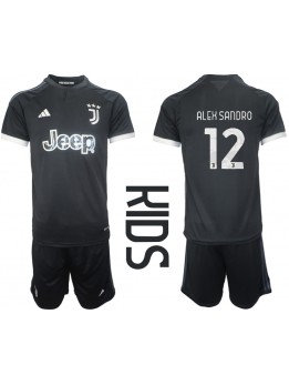 Juventus Alex Sandro #12 Ausweichtrikot für Kinder 2023-24 Kurzarm (+ Kurze Hosen)